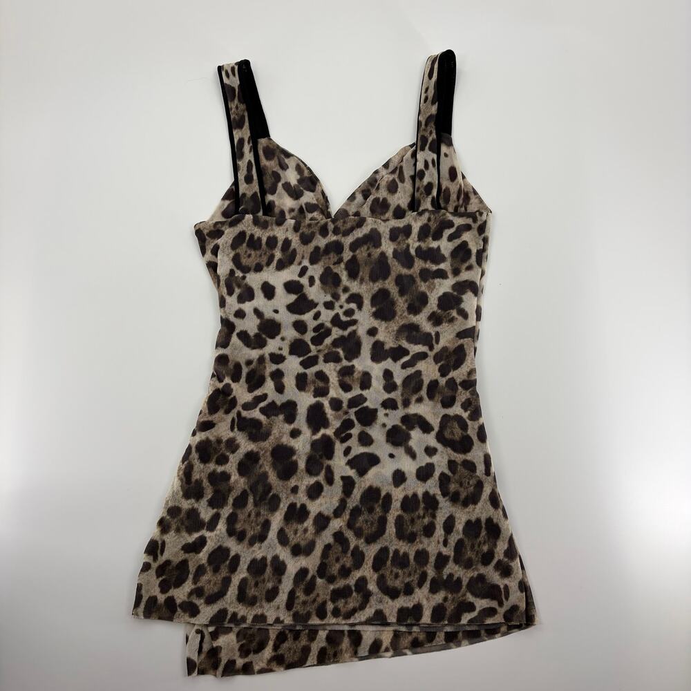 Sweet Pea by Stacy Frati Y2K Leopard Print Mesh Faux Wrap Tank Top - Picture 5 of 8